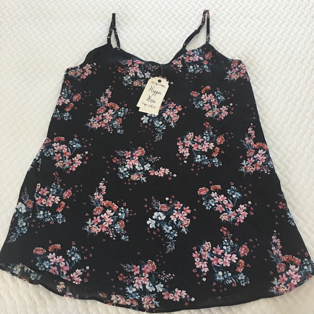 Hippie Rose Floral Blouse Black XS